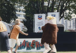 Barney Rubble mascot at Centennial event