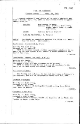 Council Meeting Minutes : Apr. 6, 1965