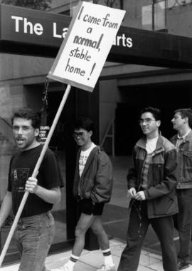 Demonstration in front of Law Courts building : I come from a normal stable home