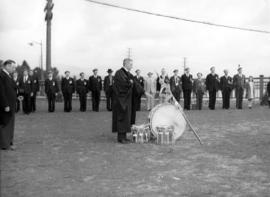 [Blessing of regimental regalia during visit of King George VI and Queen Elizabeth at Beacon Hill...