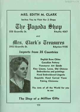 Sectional map and street directory of Vancouver, British Columbia : The Pagoda Shop and Mrs. Clar...