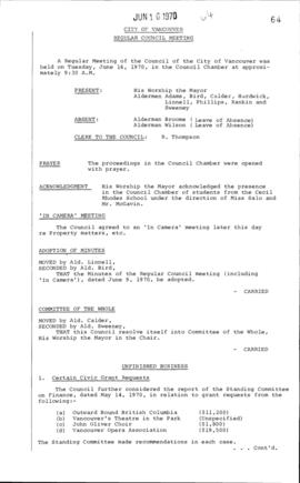 Council Meeting Minutes : June 16, 1970