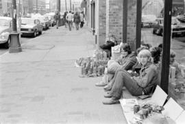 Street vendors outside The Coggery