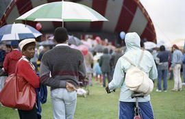 People assembled in front of stage at Canada Day celebration