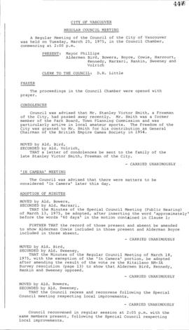 Council Meeting Minutes : Mar. 25, 1975