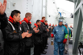 Torchbearer 290 with sailors on board HMCS Vancouver [2 of 5]