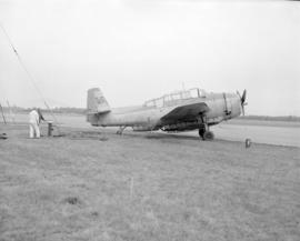 [Skyway air water bomber being filled from a fire hydrant for a dropt at Abbotsford]