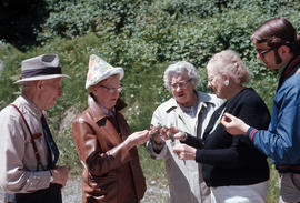 Seniors examining pine needles at Camp Capilano