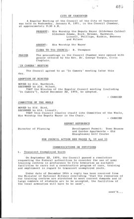 Council Meeting Minutes : Jan. 6, 1971