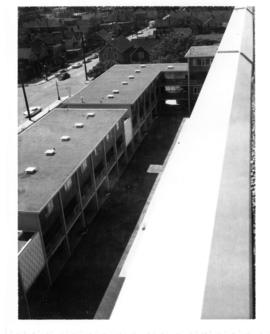 Looking south-west from roof of McLean Park High-rise, intersection  of Union and Dunlevy