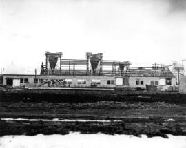 View of one of the United Distillers Ltd. buildings under construction at 8900 Shaughnessy Street