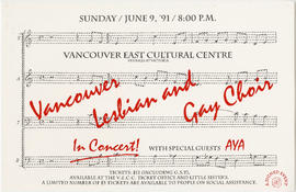 Vancouver Lesbian and Gay Choir in concert with special guests Aya : Sunday, June 9, '91 : Vancou...