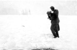In Mount Rainier Park : Putting the snow down Myrtle [Kilpatrick]'s neck and -