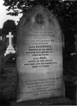 [ View of the headstone of the Price family in a Liverpool cemetery]