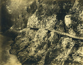 Yale-Cariboo wagon road just above suspension bridge in the Black Canyon of the Fraser [River]