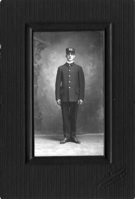 [Studio portrait of Neal Henderson, No. 2 Firehall chemical driver]