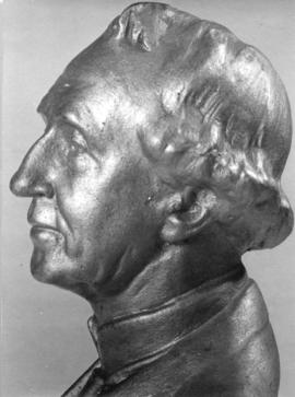 [Gilded plaster bust of Sir John A. MacDonald presented to the Archives]
