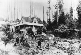 [McCleery house, showing people in front yard]