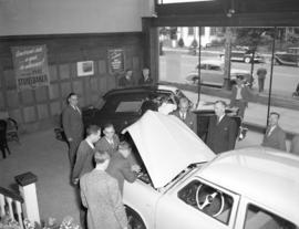 J.M. Brown showroom [displaying] 1947 Studebakers