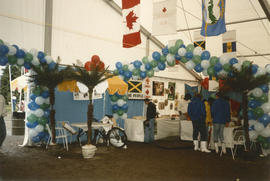 Jamaica and Barbados tables inside the Heritage Showcase tent