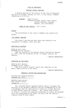 Council Meeting Minutes : Jan. 18, 1977