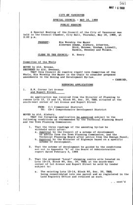Special Council Meeting Minutes : May 16, 1968