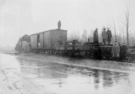 First official work train of the Vancouver Harbour Commissioners Terminal railway carrying steel ...