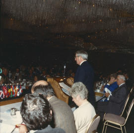 Man speaking at the Kiwanis Club Centennial luncheon