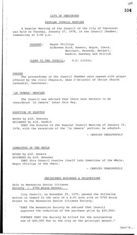 Council Meeting Minutes : Jan. 27, 1976