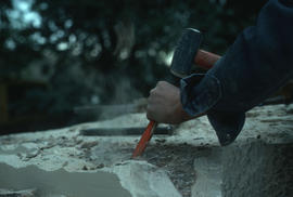 Stone tools - Close-up of a hand tool being used