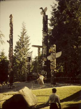 Stanley Park, four totem poles