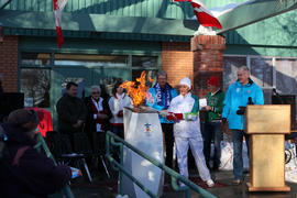 Day 73 Darlene Poole lit the cauldron in Mortlach, Saskatchewan