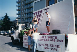 Group constructing the Vancouver Gay and Lesbian Community Centre Pride Parade float