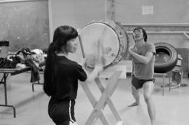 Katari Taiko members at a practice session at Strathcona Community Centre