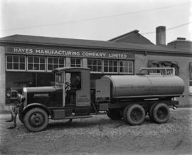 City [of Vancouver] Water Wagon [outside Hayes Manufacturing Company Limited at 295 West 2nd Avenue]