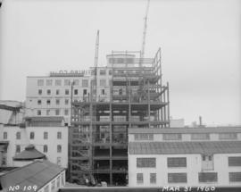 Construction of pan house: steel erection for tower and gallery for conveyor to screen house