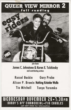 Queer view mirror 2 : fall reading : easy riders : Wednesday, November 26 : Harry's Off Commercial