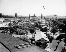 View of Cafeteria and surrounding tents on P.N.E. grounds