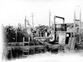 George St. electric hoist [being used for sewer and road construction]