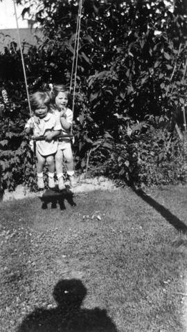 Jane Banfield and Alix Louise Gordon on swing