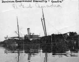 [Dominion Government steamboat "Quadra" at dock]