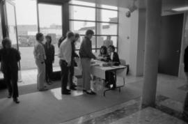 Visitors to the Saltwater City exhibit at the Chinese Cultural Centre