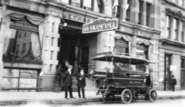 [The Hotel Metropole bus outside the hotel on Abbott Street]