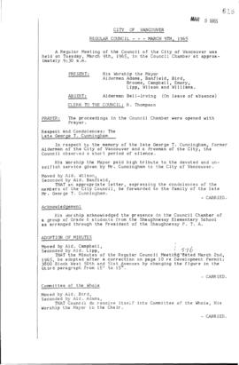 Council Meeting Minutes : Mar. 9, 1965
