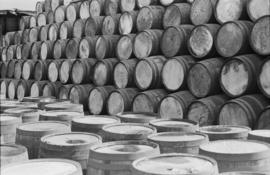 View of stacked completed barrels