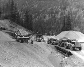 ["Caterpillar" equipment being used during the Hope-Princeton (Princeton-Hesley) Road c...