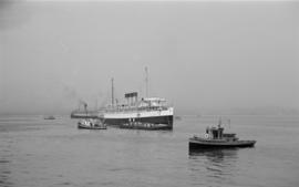 [C.P.R. steamship in harbour after escaping fire at Pier "D"]