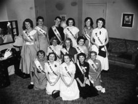 Miss P.N.E. contestants group photograph in lounge