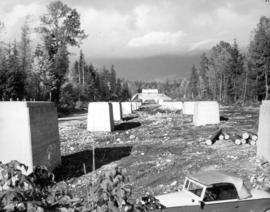 Concrete foundations for steel supports of the viaduct taken from old P.G.E. [Pacific Great Easte...