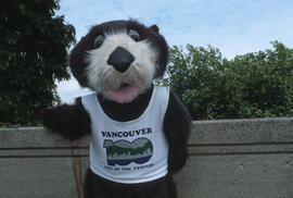 Tillicum posing outside Vancouver City Hall